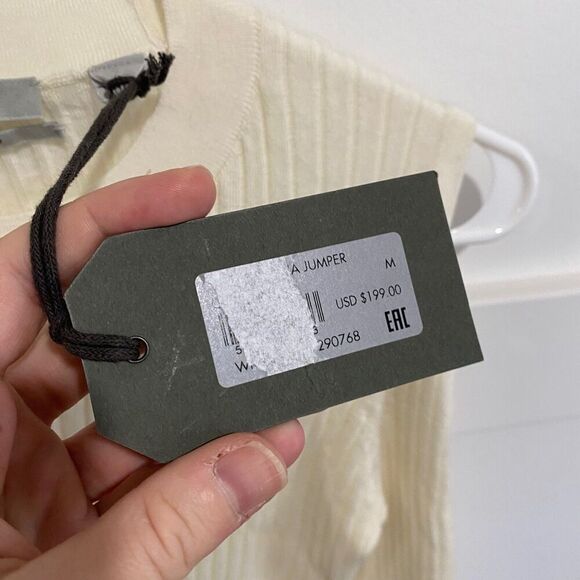 AllSaints Women's 100% Merino Wool Ribbed Sweater Chalk White Medium NWT - Picture 7 of 8